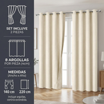 Cortina Blackout 100% Antiluz 2 Paños 280x220 cm Textura Lino Beige