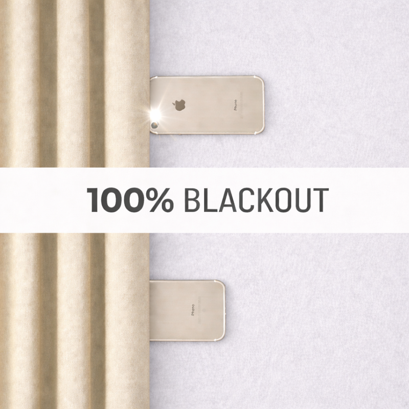 Cortina Blackout 100% Antiluz 2 Paños 280x220 cm Textura Lino Beige