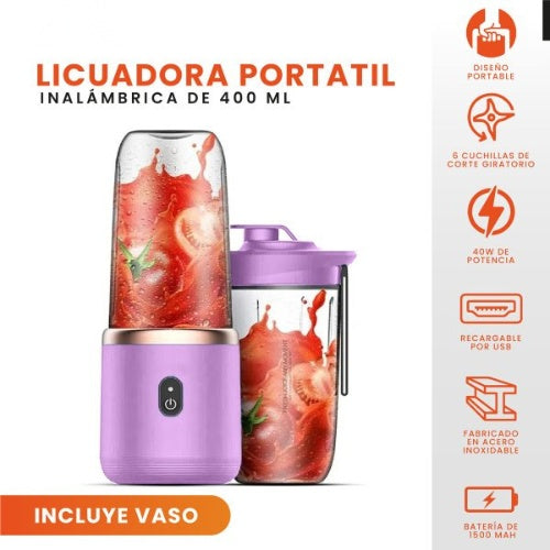 Mini Licuadora Para Batidos Rapidos De Bolso Recargable 400 Ml