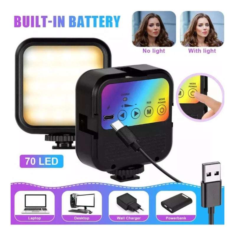 Luz Led Celular Camara Video Rgb Portable Spot Recargable