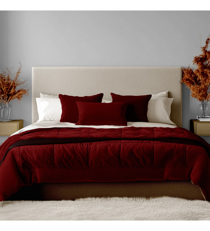 Cubrelecho Termico Doble Funda Almohadas Cama Doble Inn Home Vinotinto