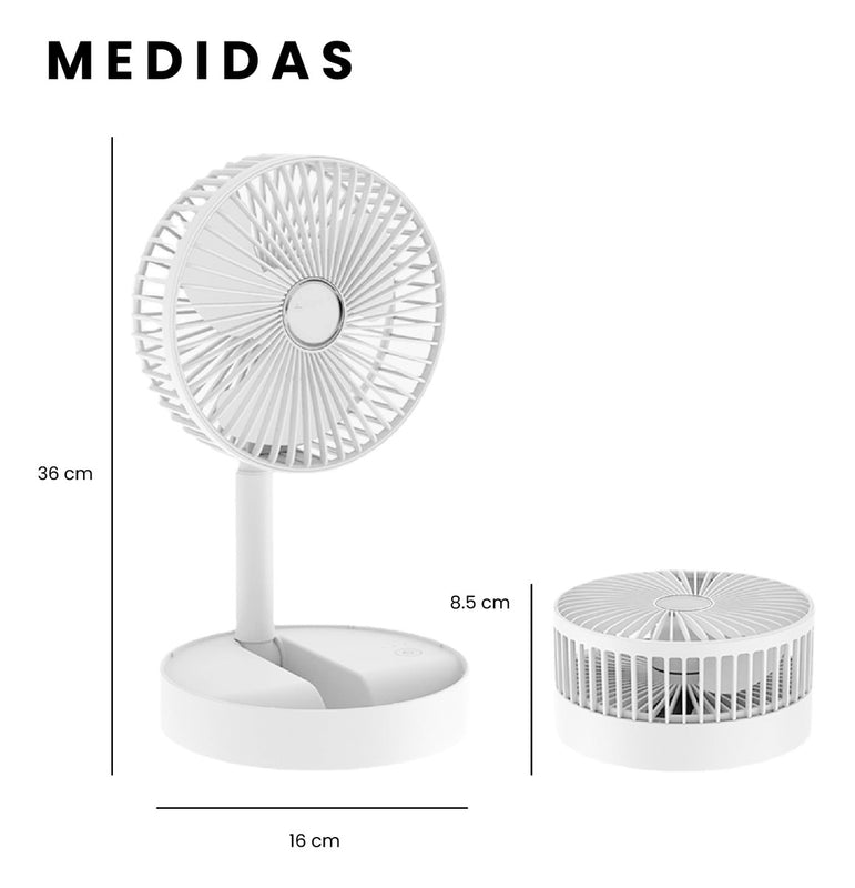 Mini Ventilador De Escritorio Mesa Recargable Con Base De Celular Ajustable 3 Velocidades
