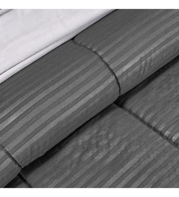 Edredon Cubrelecho Premium Cama Doble Con Fundas Para Almohada Gris