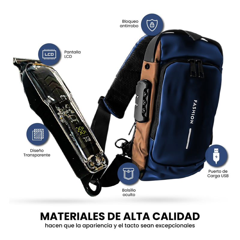 Bolso Viajero Bandolero Antirrobo Con Maquina De Afeitar Viajera