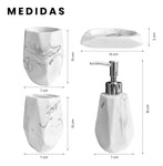 Organizador De Bano 4 Piezas De Lujo Con Dispensador De Jabon Elegante Blanco Mix