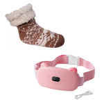 Combo Cinturon Masajeador Termico Alivia Colicos Y Medias Termicas De Peluche Ovejeras