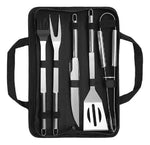 Set Kit Basico De Asado Bbq En Acero Inoxidable Con Estuche X6 Piezas