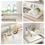 Combo Platero Escurridor Mangos Madera + Set Utensilios X19 Piezas En Silicona + Obsequio Triturador De Ajo
