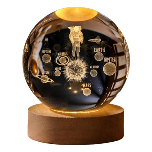 Esfera Cristal 3D Lampara De Noche Led Galaxia Bola Cristal Sistema Solar Astronauta