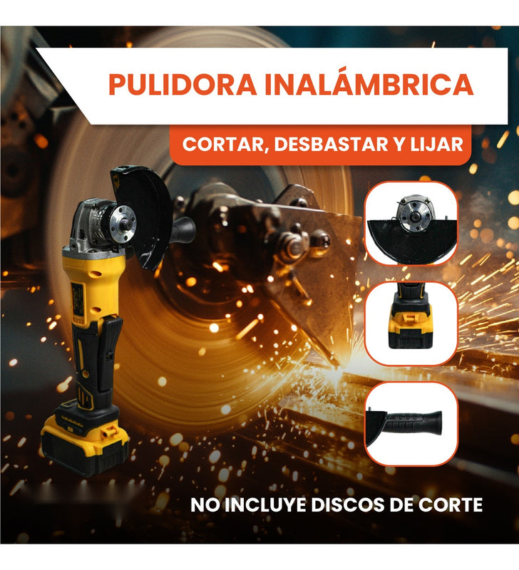 Taladro Con Pulidora Inalambrica 2 Baterias Con Estuche Semi-Profesional