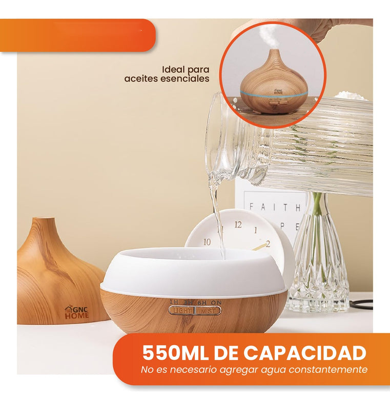 Difusor Ambientador Humidificador Con Luz Rgb 300 Ml Diseno Madera