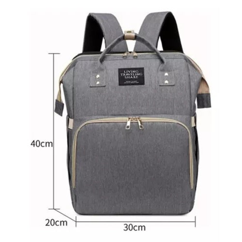 Bolso Panalera Multifuncional Corral 3 En 1 Para Bebes Color Gris
