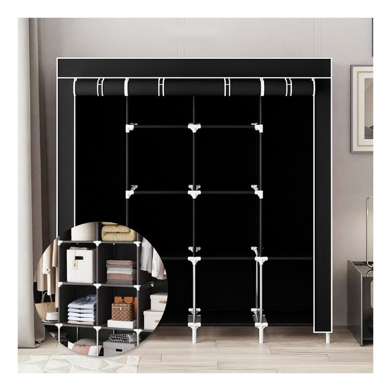 Closet Organizador De Ropa Plegable Armable 4 Puertas Tela Negro