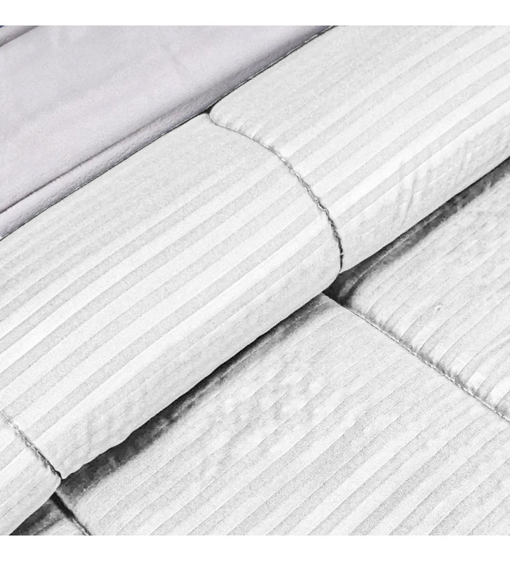 Edredon Cubrelecho Premium Cama Doble Con Fundas Para Almohada Blanco
