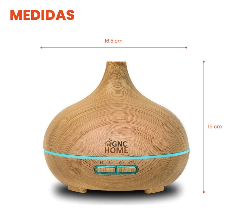 Difusor Ambientador Humidificador Con Luz Rgb 300 Ml Diseno Madera