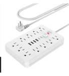 Multitoma 17 En 1 Regleta Electrica 11 Tomas 6 Usb Carga Rapida Usb-C Proteccion Sobrecarga Blanco
