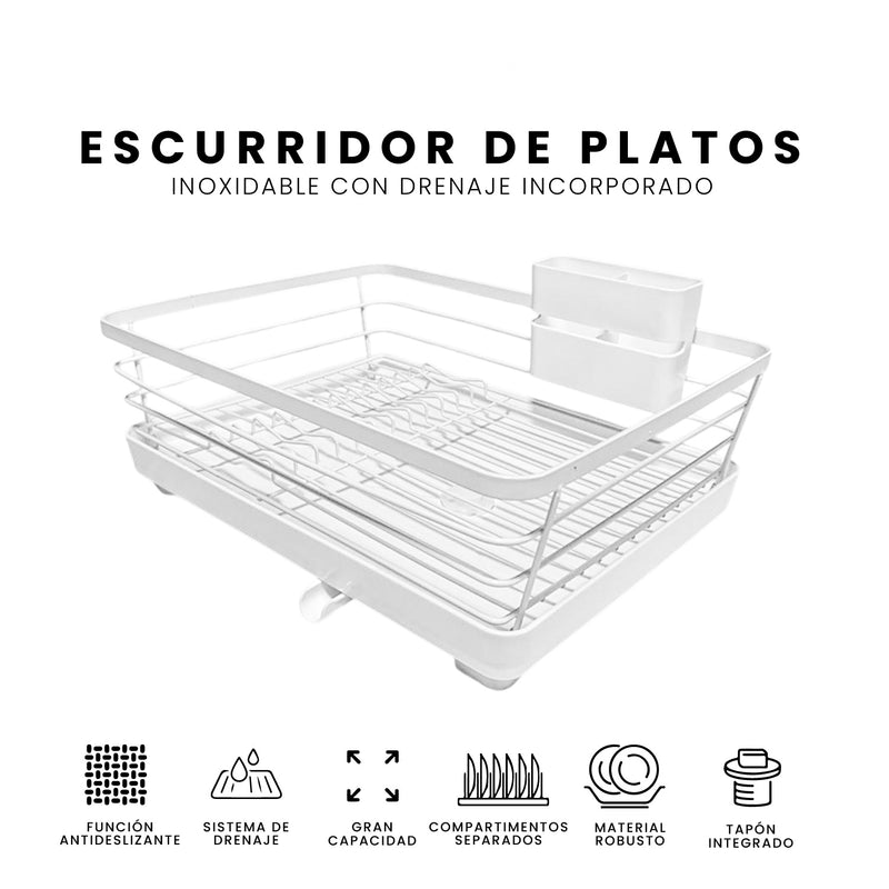 Platero Escurridor Organizador De Loza Con Desague