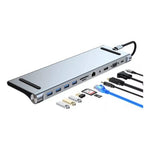 Hub Convertidor Tipo C 12 En 1 Macbook Pc Ethernet 1000 Mbps Gris