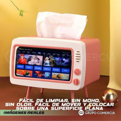 Servilletero De Mesa Hogar Con Soporte De Celular Diseno Tv