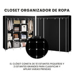 Closet Organizador De Ropa Plegable 4 Puertas 12 Espacios Tela Negro