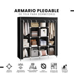 Closet Organizador De Ropa Plegable Armable 4 Puertas Tela Negro