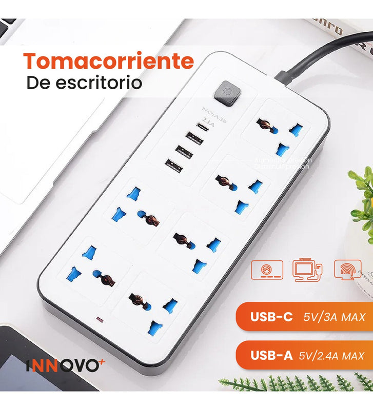 Multitoma Extension Proteccion 10 En 1 Usb / Usb C
