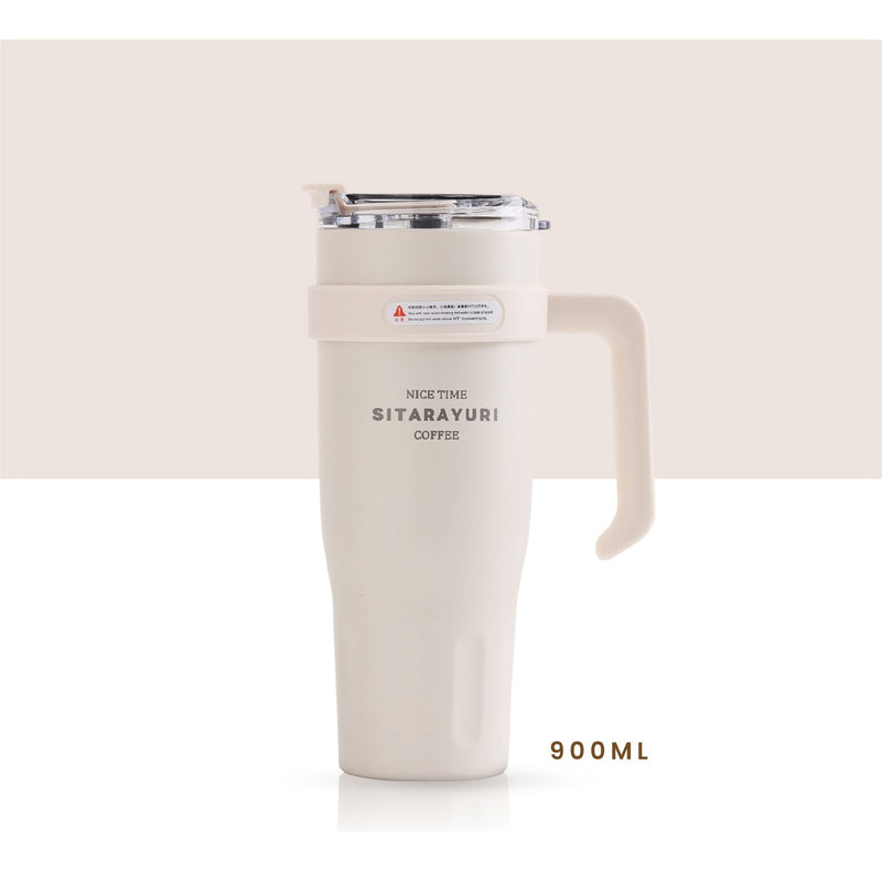 Termo Acero Inoxidable 900Ml Premium Sitarayuri Doble Boquilla Frio/Calor Coffee Beige