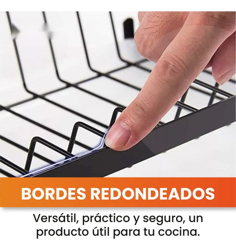 Platero Organizador De Cocina Metalico 2 Niveles Armable Negro