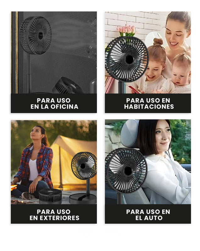 Mini Ventilador De Mesa Portable Potente 3 Velocidades Soporte Para Celular Negro