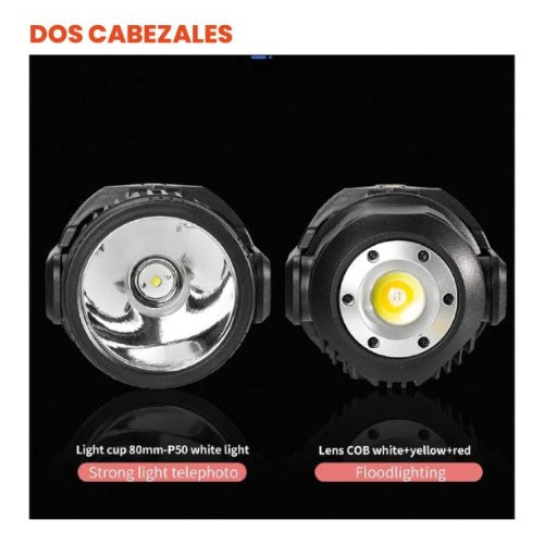 Linterna Multifuncional 10-1 Panel Solar Doble Lente 8000Lm