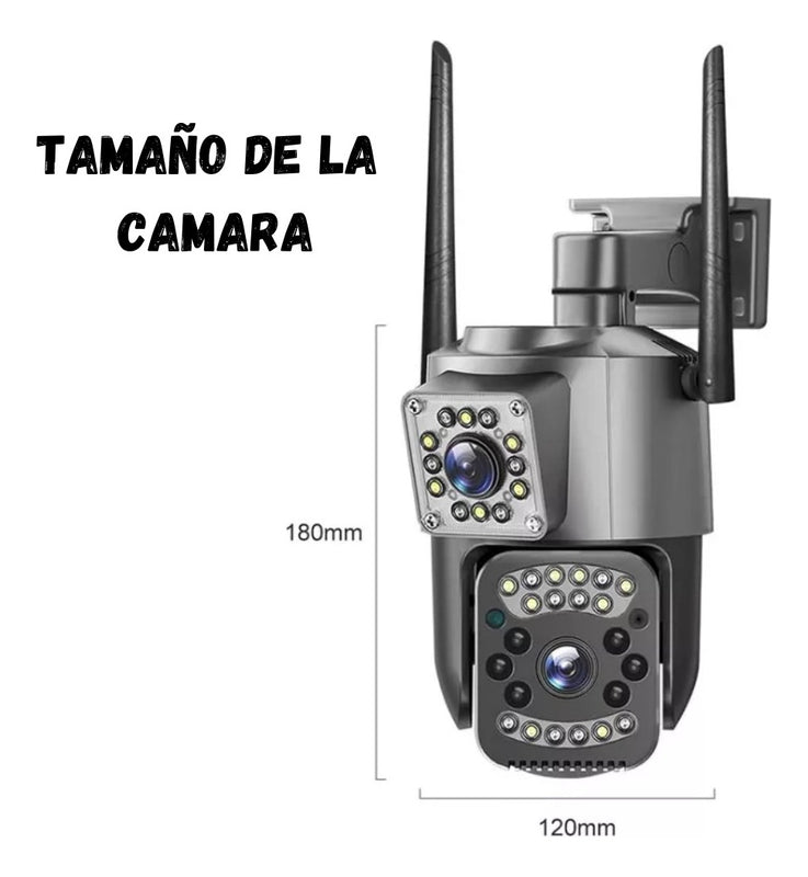 Camara Ip Exterior Doble Lente Wifi Vision Nocturna 360