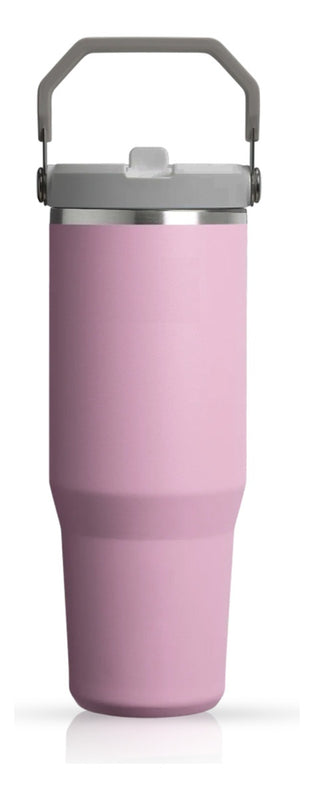 Termo Acero Inoxidable 900Ml Flip Straw Antiderrames Frio Calor Lila