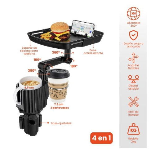 Soporte Holder Para Carro Bebidas Bandeja Funcional