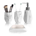 Organizador De Bano 4 Piezas De Lujo Con Dispensador De Jabon Elegante Blanco Mix