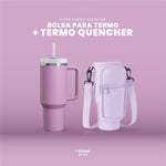 Termo Acero Inoxidable 40Oz Con Funda Bolso Porta Termo Correa Ajustable Compartimentos Lila