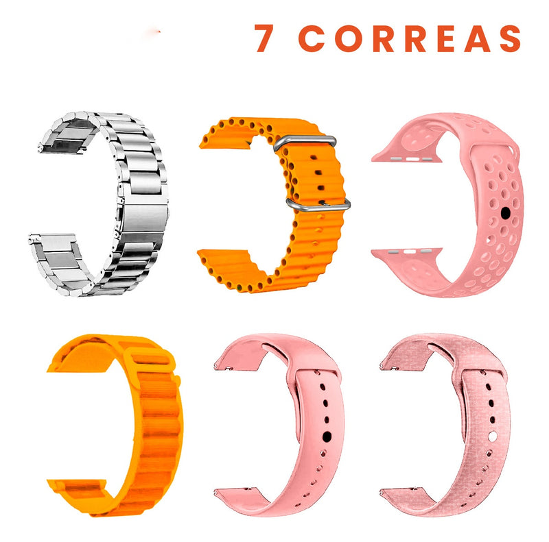 Smartwatch V11 Clasic Con Audifonos Air 7 Pulsos Serie 8 Sport Naranja