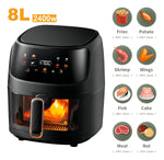 Electrica 8L Freidora De Aire Sin Aceite Horno Visua 2400W Color Negro
