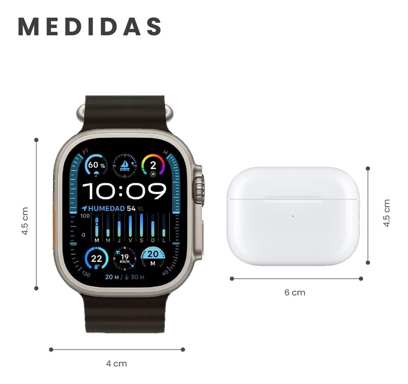 Combo K12 Smart Watch 7 Pulsos Negro V5.3 Wireless Con Audifonos Tactil Y Audifonos Diadema
