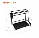 Combo Cook Home Escurridor De Platos 2 Niveles Tabla De Picar Set De Cuchillos X6 Y Set De Utensilios X12 Piezas