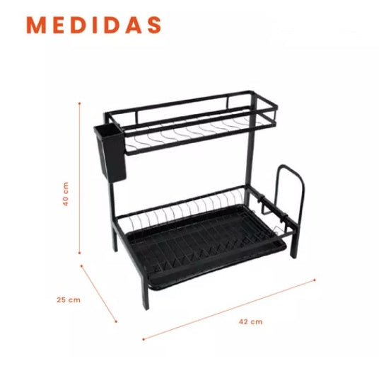 Combo Cook Home Escurridor De Platos 2 Niveles Tabla De Picar Set De Cuchillos X6 Y Set De Utensilios X12 Piezas