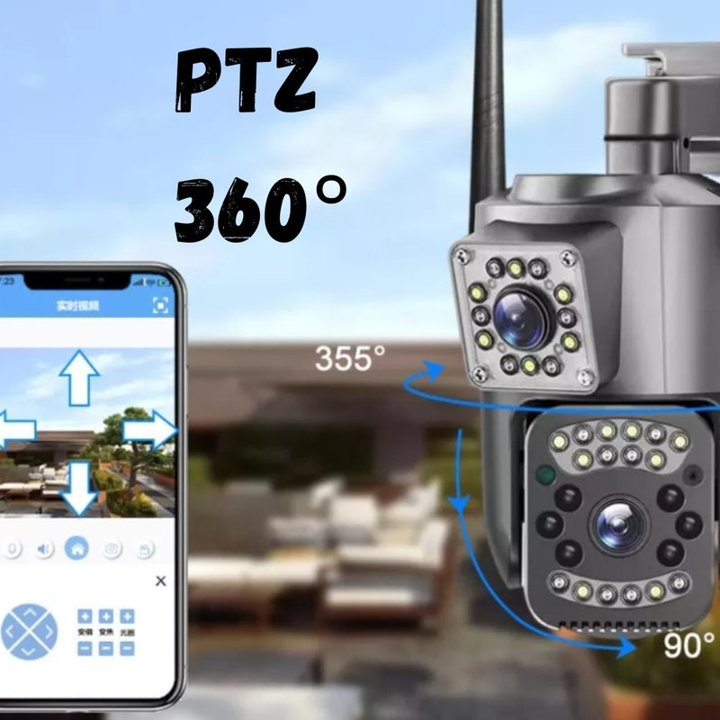 Camara Ip Exterior Doble Lente Wifi Vision Nocturna 360