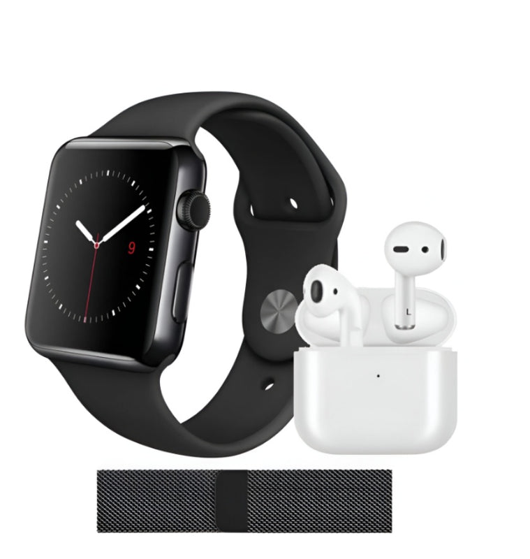 Smartwatch Series 8 Sport Con Audifono Recargable Gr88 Doble Pulso Negro