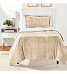Cubre Cama Cubrelecho Sencilla Reversible Ovejero Suave Beige Doble Faz