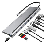 Hub Multipuertos Usb C 11 En 1 Red Gigabit Hdmi 4K Soporte