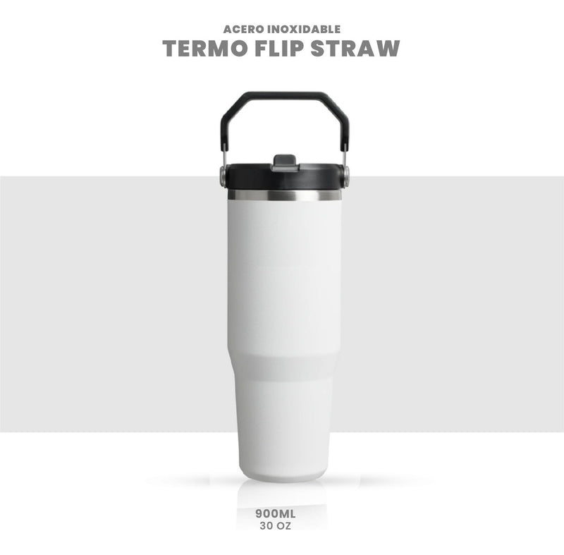 Termo Acero Inoxidable 900Ml Flip Straw Antiderrames