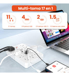 Multitoma Extension Proteccion De Picos 17 En 1 Usb / Usb C