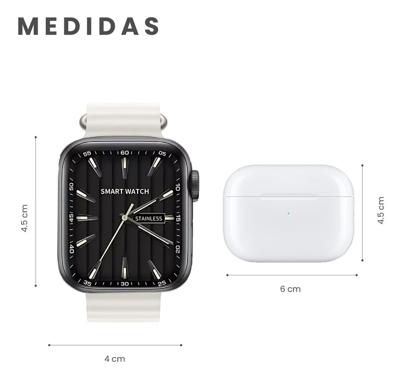 Reloj Smart Watch Beige V11 Classic Sport Suit 7 Pulsos Con Audifono