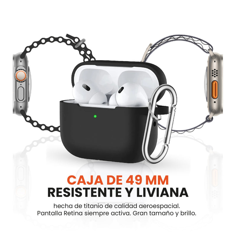 Smartwatch Serie 10 Ultra Hk Amoled Original Con Audifonos Pods 2 Alta Gama