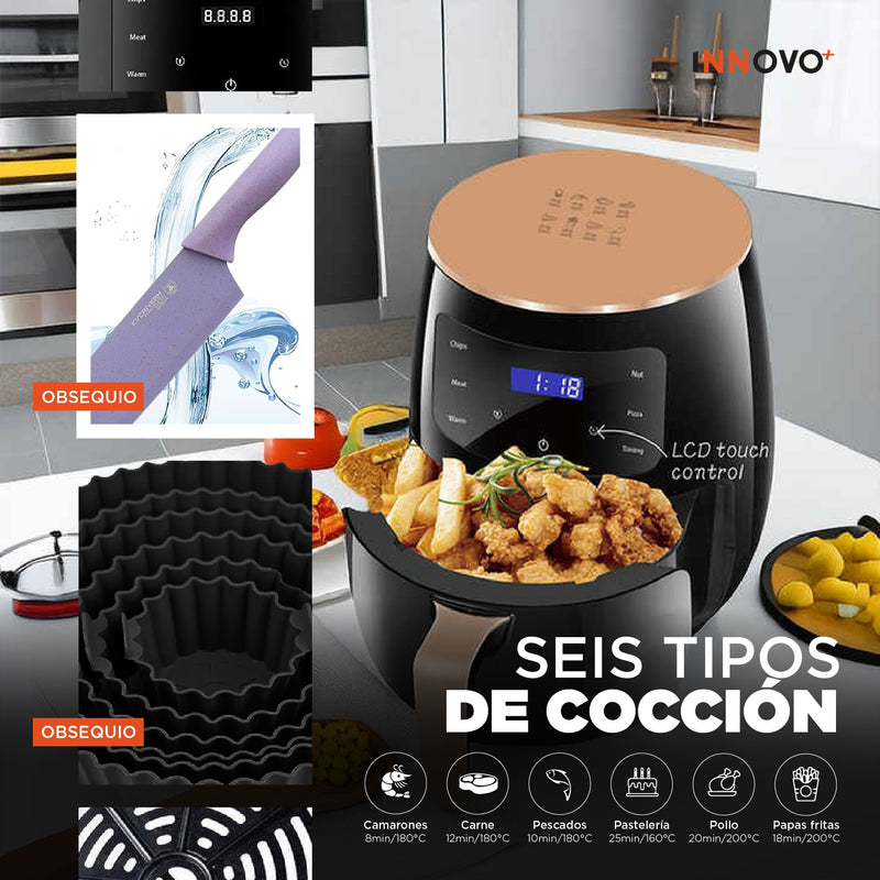Freidora De Aire 6L Airfryer Con Moldes Y Set De Cuchillos