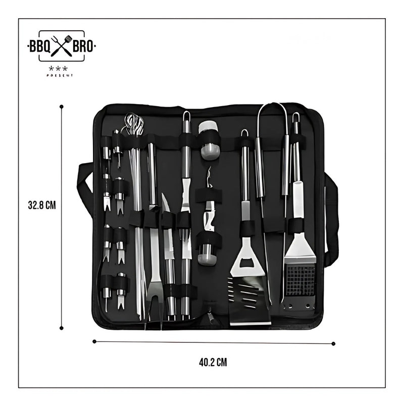 Combo Utensilios Asado X29 Piezas + Set X6 Cuchillos Negros + Obsequio 2 Garras De Oso